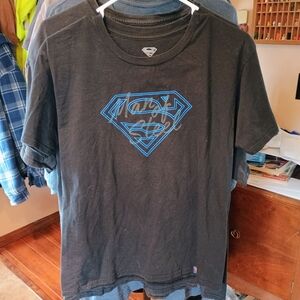 Men's Black Superman Logo T‑Shirt with Blue Print